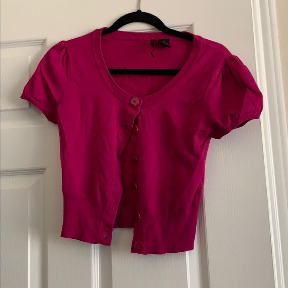 Berry Button Down Cinched at Waist Cardigan